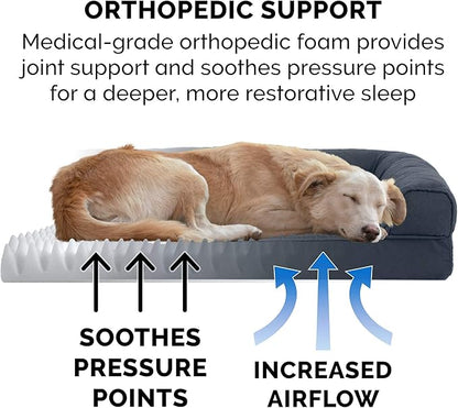 Furhaven Orthopedic Dog Bed for Large/Medium Dogs w/ Removable Bolsters & Washable Cover 55 lbs