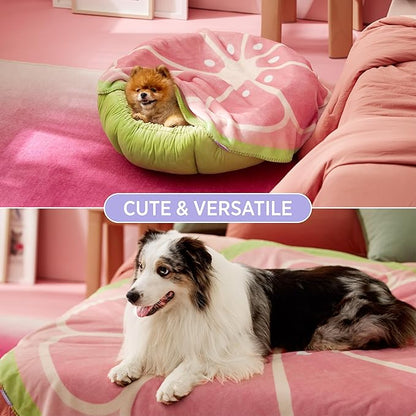 Lesure Dog Blankets for Large Dogs 350GSM Flannel 50"x50", Pink