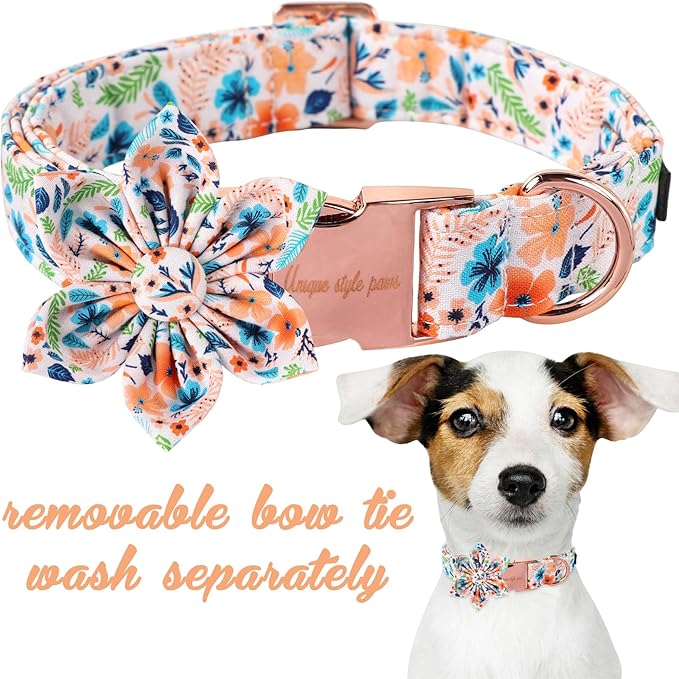 Unique Style Paws Cotton Dog Collar with Bow