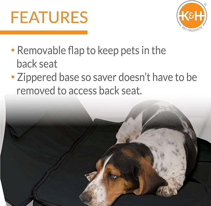 K&H Pet Products Deluxe Car Seat Saver Black Standard/Mid-Size 54 Inches