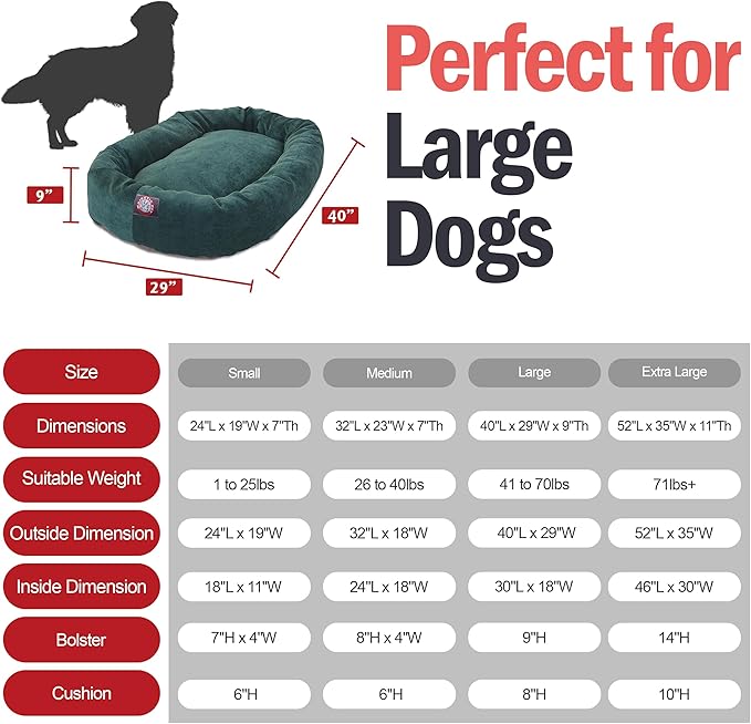 Majestic Pet 40 Inch Micro Velvet Calming Dog Bed Washable – Cozy Soft Round Dog Bed with Spine for Head Support 40x29x9 (inch)