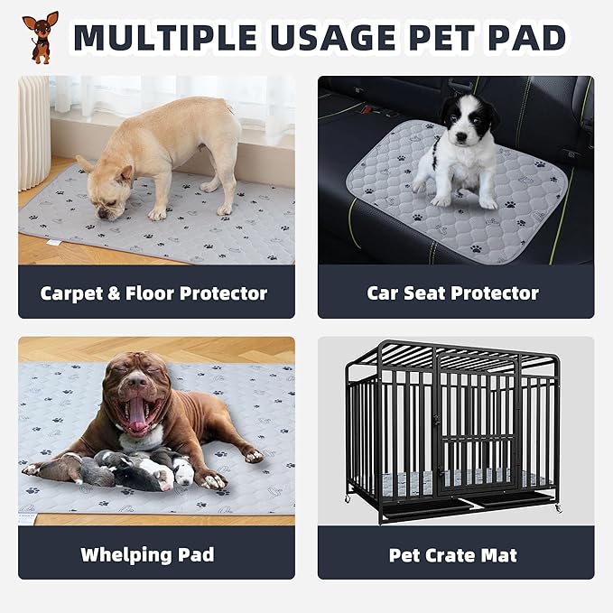 Washable Dog Pee Pads 4 Pack 24"x36" Ultra-Absorbent