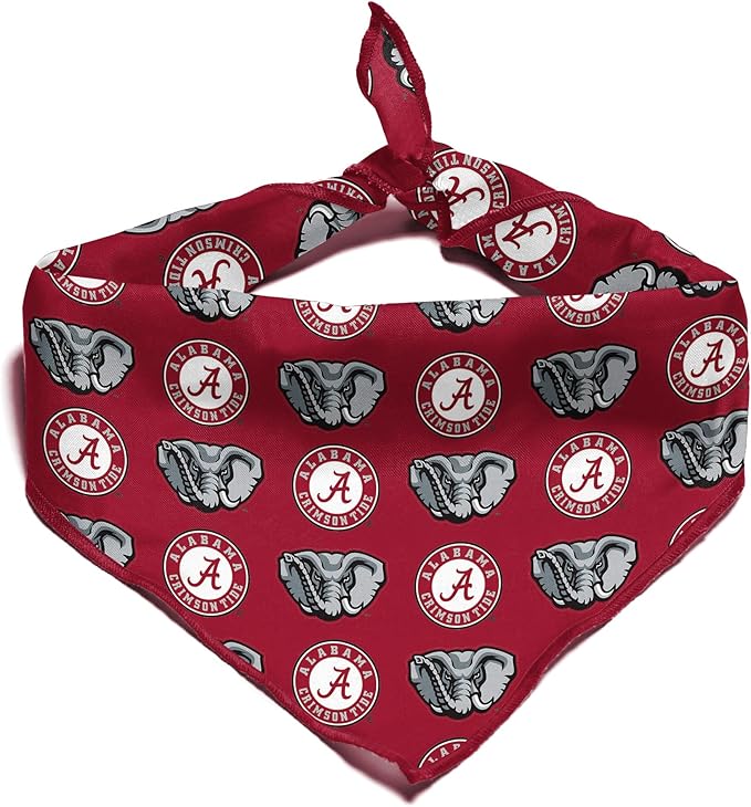 NCAA Officially Licensed Bandana for Dogs and Cats | Fits Pets Great Gift Idea | Easy-to-Tie (Large, Alabama Crimson Tide)