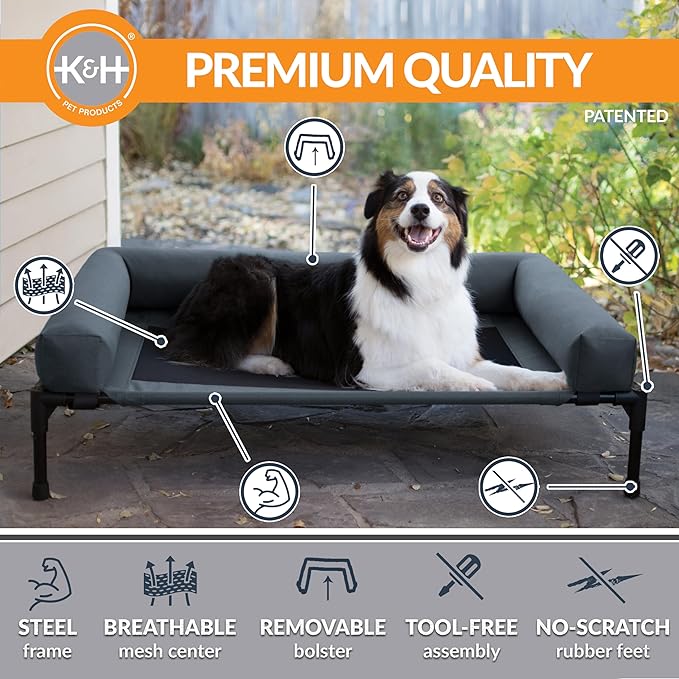 K&H Pet Products Outdoor Dog Bed Bolster Dog Cot Cooling Dog Hammock 42" X 30"