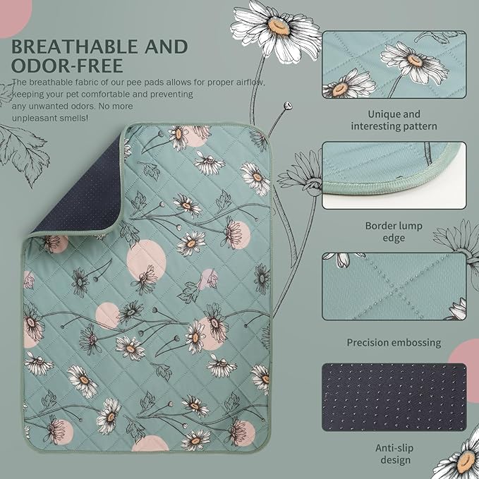 IEUUMLER Washable Pee Pads for Dogs 2 Pack EU007 (Green 48"X30"-2pcs)