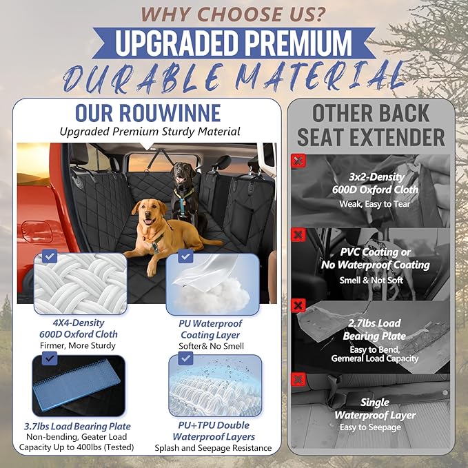 Back Seat Extender for Dogs Truck-Large Space 400lbs, Sturdy