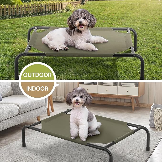 MoNiBloom Elevated Dog Bed Cooling Raised Ped Bed Portable Dog Cot for Camping or Beach 35 Inches