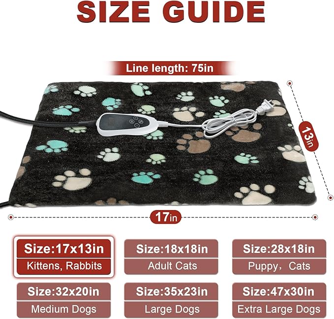 Cat Heating Pad 17x13 in Pet Heating Pad for Cats