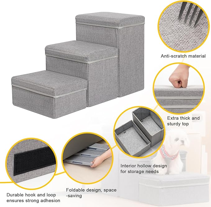 Uross Dog Stairs with Storage 3-Steps