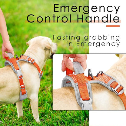 ThinkPet No Pull Harness Breathable Sport Harness with Handle-Dog Harnesses Reflective Adjustable for Medium Large Dogs,Back/Front Clip for Easy Control