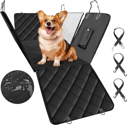 Simple Deluxe Dog Car Seat Cover with Mesh Window and 3 Storage Pocket