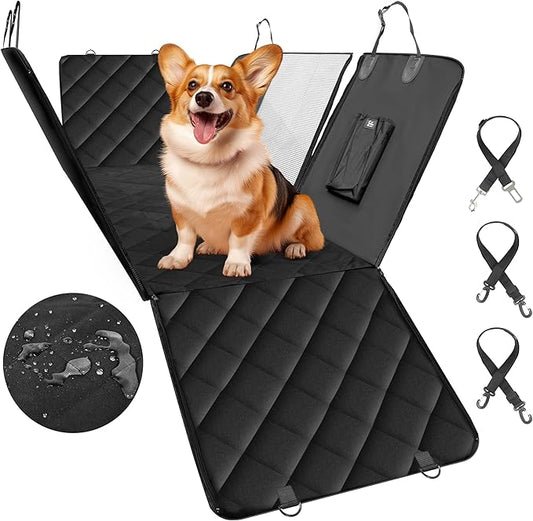 Simple Deluxe Dog Car Seat Cover with Mesh Window and 3 Storage Pocket