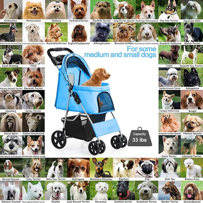 Dog Stroller for Small Dogs 4 Wheels,