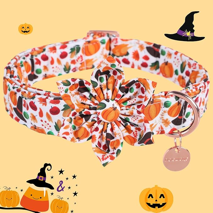 DOGWONG Fall Dog Collar with Bowtie