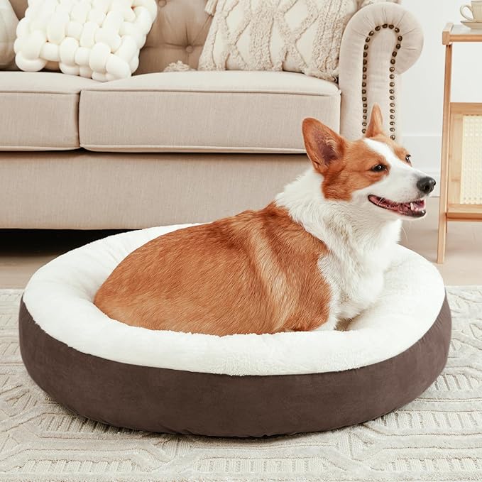Love's cabin Round Donut Cat and Dog Cushion Bed 25in Pet