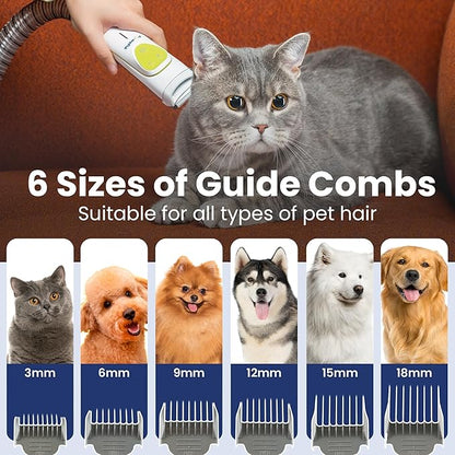 Professional Dog Grooming Vacuum Kit, Dogs & Cats, Direct Handheld Control, 7 Grooming Tools, Deshedding and Dematting for Grooming, Large 2.2L Dust Bin, UL, HEPA Filter