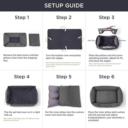 Bedsure Washable Dog Bed for Extra Large Dogs 42x30x10inches, Grey