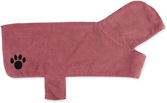 Bone Dry Pet Robe Collection Embroidered Absorbent Microfiber Bath Robe with Adjustable Closure