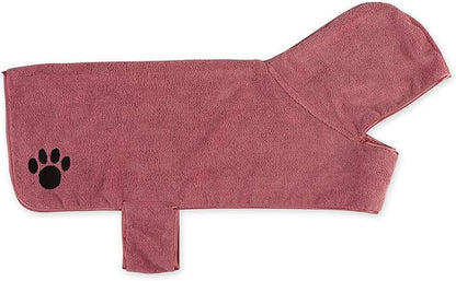 Bone Dry Pet Robe Collection Embroidered Absorbent Microfiber Bath Robe with Adjustable Closure