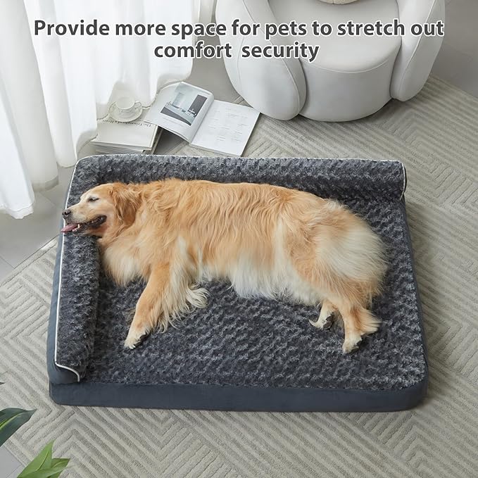 BFPETHOME Orthopedic Dog Beds for Large Dogs-Waterproof Sofa Dog Bed with Removable Washable Cover