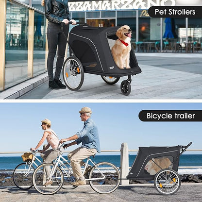 R8 Extra Large Foldable Pet Stroller 100 lbs,