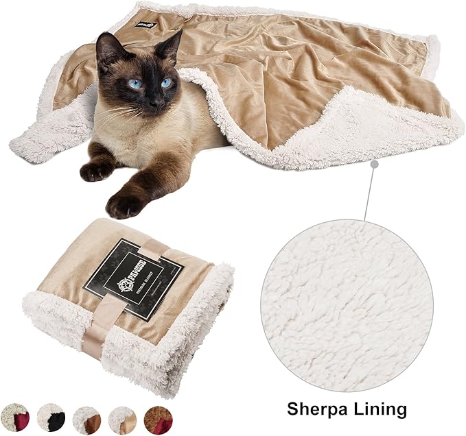 Puppy Blanket, Super Soft Sherpa Dog Blankets and Throws Cat Fleece Sleeping Mat for Pet Small Animals 45x30 Latte