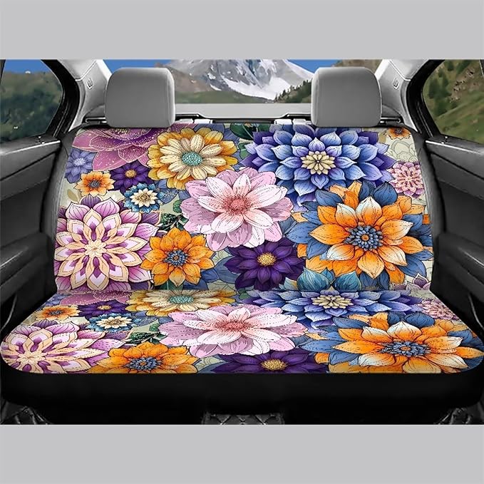 AFPANQZ Boho Flower Car Rear Seat Cover Set
