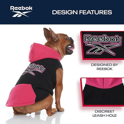 Reebok Dog Hoodie – Fleece Dog Sweater with Leash Hole
