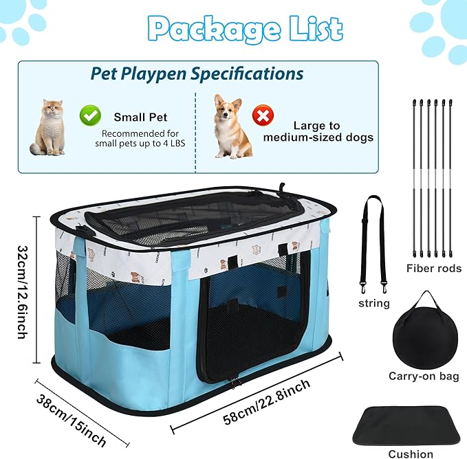 Cat Carrier Soft Portable Pet Carrier for Small or Medium Cats Dog Carrier Cat Travel Bag with Mat and Carry Bag, Blue