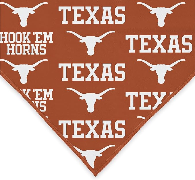 NCAA Officially Licensed Bandana for Dogs and Cats | Fits Pets Great Gift Idea | Easy-to-Tie (Small, Texas Longhorns)