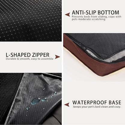 Dog Crate Bed Waterproof Deluxe Plush Dog Beds with Removable Washable Cover Anti-Slip Bottom Pet Sleeping Mattress for Large 23 x 17 inch,