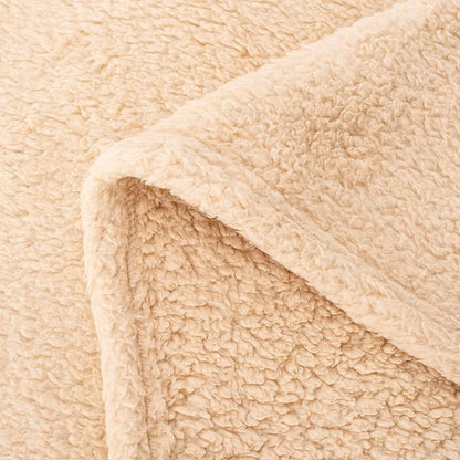 Dog Blanket, Cat Blanket, Soft Warm Fleece Pet Blanket for Puppy, Small, Medium, Large Dogs or Cats, Kitten, Plush Fuzzy Blankets for Bed, Couch, Sofa, Travel (Lamb 40" × 40", Beige)