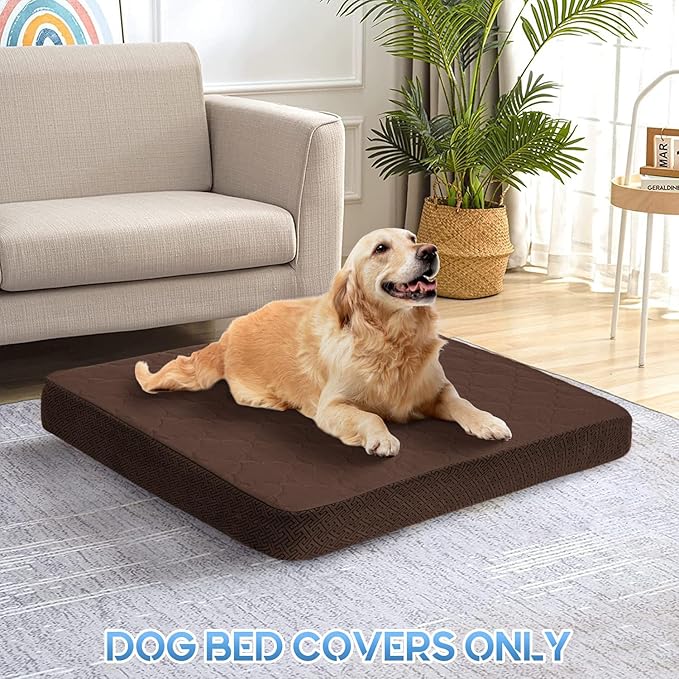 CHHKON Dog Bed Covers Replacement Washable Waterproof Pet Puppy Bed Cover for Dog(Brown,48x30x6 inch)