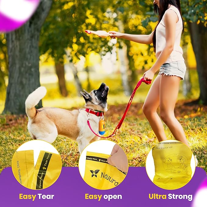 Dog Poop Bags Rolls-150 Bags with Leash Dispenser (10 Rolls) 100% Leak