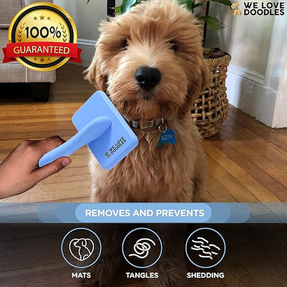 We Love Doodles Dog Slicker Brush for Grooming Pet Hair - Best Brushes For Poodle & Golden Doodle - Long Haired Brush For Dogs - Goldendoodle Long Pin Brush For Dematting (Small)