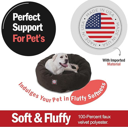 Majestic Pet 40 Inch Micro Velvet Calming Dog Bed Washable – Cozy Soft Round Dog Bed with Spine for Head Support 40x29x9 (inch)