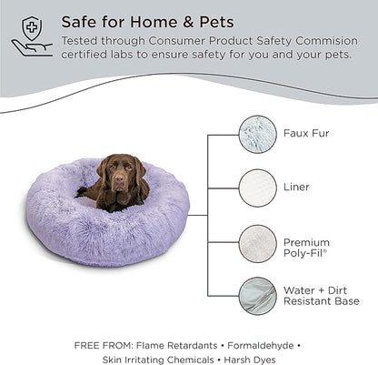Best Friends by Sheri The Original Calming Donut Cat and Dog Bed in Shag Fur Lavender 36"