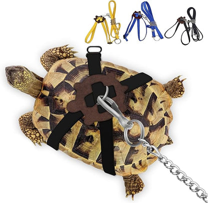 Pet Tortoise Turtle Leather Harness Small Pet Turtle Leash and Harness Pet Tortoise Leash Suitable for Tortoise Supplies Adjustable Control Leash (S,Black)