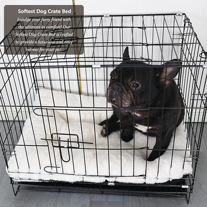 Small Washable Dog Bed Deluxe Plush Dog Crate Beds with Zipper fit Small Breed Pets 24 inch Wash,24 x 18 Cream