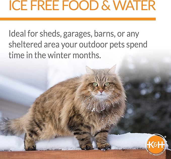 K&H Pet Products Heated Thermo-Kitty Café Outdoor Heated Cat Bowls, Feral Cat Feeding Station - No More Frozen Food or Water, 2093