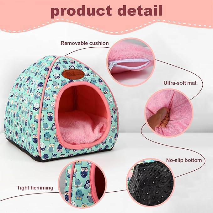 Cozy Guinea Pig Hideout Bed Soft Fleece Material Removable Cushion Washable and Dryer Friendly Perfect Cage Accessories for Rabbits Hamsters Hedgehogs