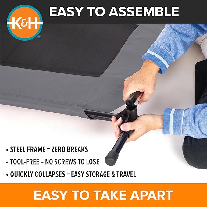 K&H Pet Products Dog Cots Beds for Large Dog- Elevated Outdoor Dog Cot Bed- Raised Dog Hammock Cooling Bed- Washable