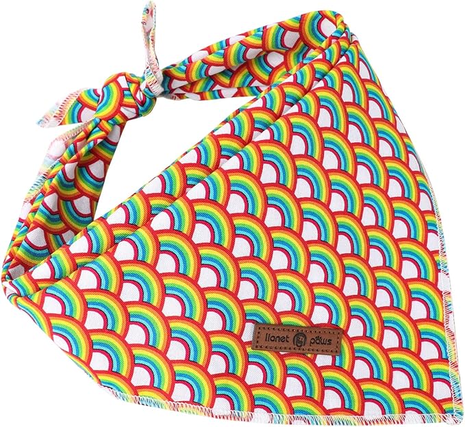 Lionet Paws Rainbow Bandana Washable Cotton Handkerchief Scarf