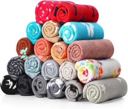 Eccliy 20 Pcs Puppy Blanket Pet Blanket Soft Fleece Dog Blankets Doggie Blanket Warm Felt Throw Blanket Sleep Mat Bed Covers Small Blankets for Puppy Pet Dogs Cat 20 Styles 23.6 x 27.6 Inch)