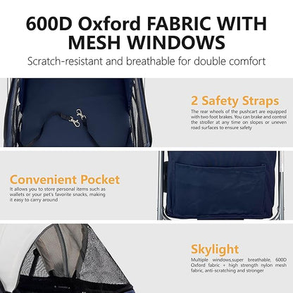 Puppy Small Dog Stroller 33lbs (Blue)