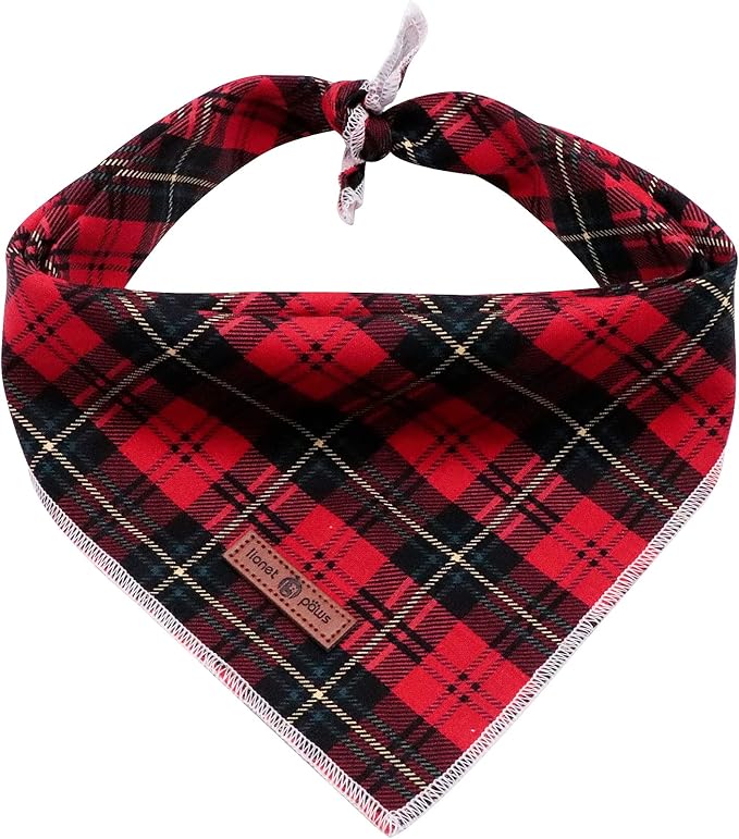 Lionet Paws Christmas Dog Bandana Washable Cotton Handkerchief