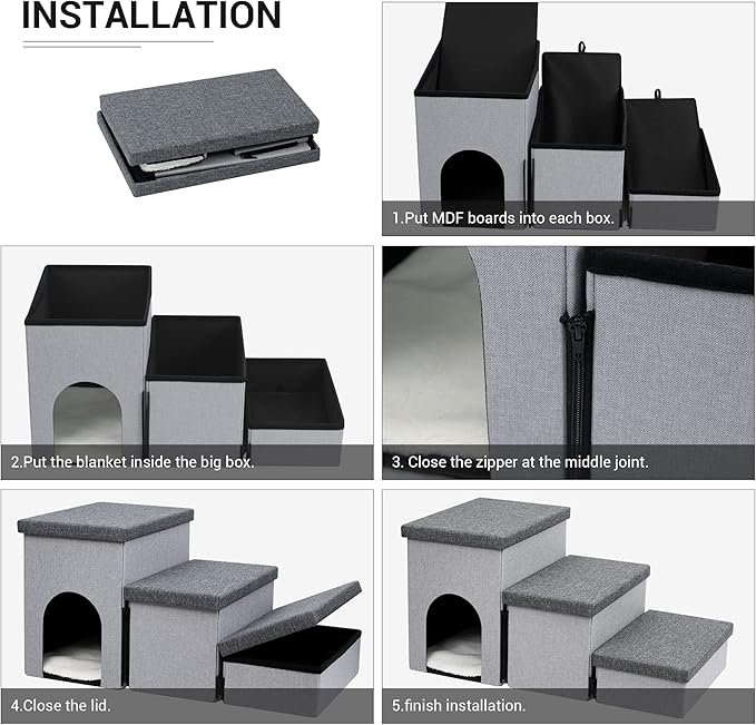 Heeyoo Dog Stairs for Small Dogs 3-Step Pet