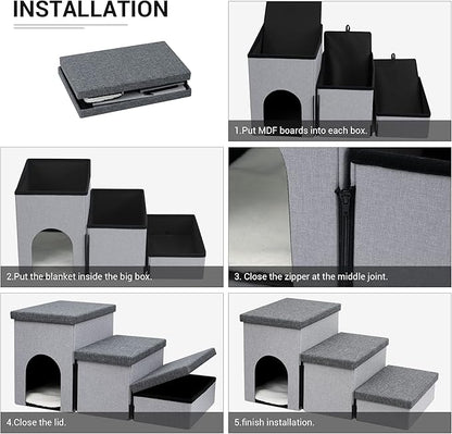 Heeyoo Dog Stairs for Small Dogs 3-Step Pet