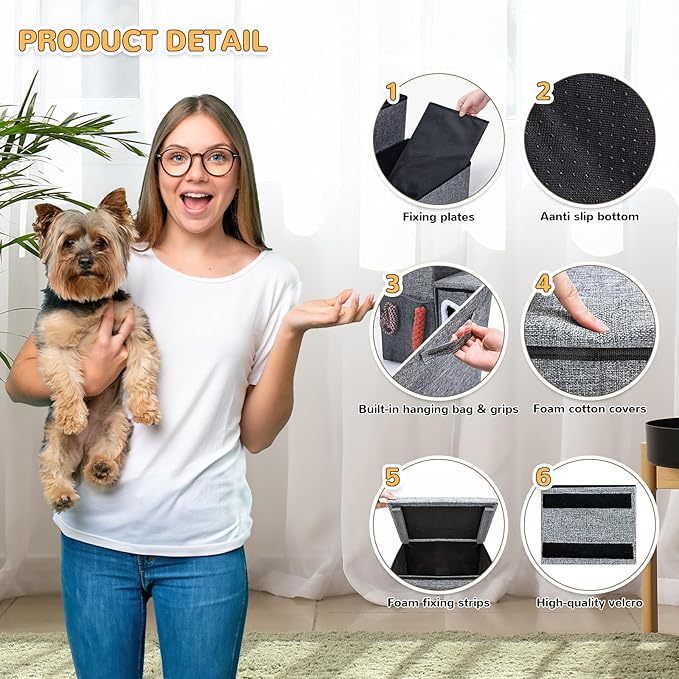 Bilibrara Dog Stairs for Small Dogs 3-Step Cat 180 Lbs, 16.7'' H