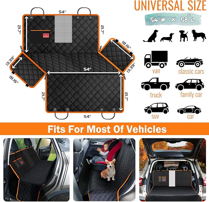 TantivyBo Dog Car Seat Cover 600D Durable 100% Waterproof